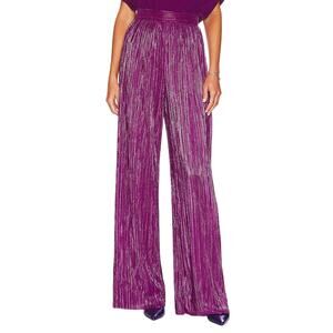 Sabina Musayev Pleated Shiny Fuchsia Tom Pants Size S